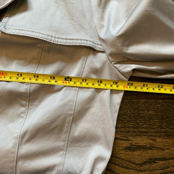 WHBM grey short trench belted jacket crystal buttons size 12 NEW - Picture 8 of 16